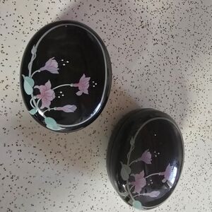 Floral Black Trinket Boxes